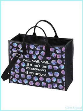 Canvas Tote Bag Dice Pouch RPG Gamer Shoulder Bag Crossbody